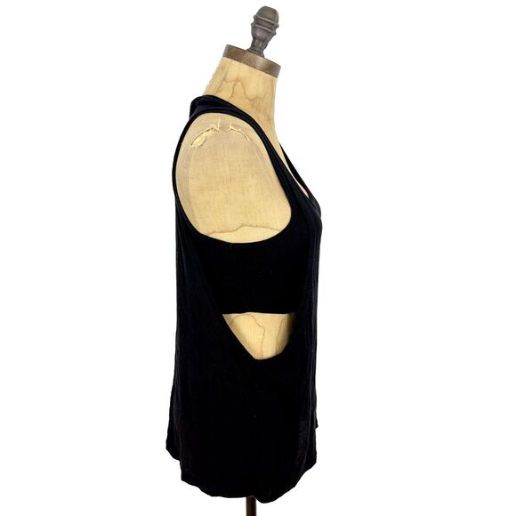 BEYOND YOGA Muscle Tank Built In Bra XS Ribbed Double Layer Black Gym EUC B90 - Picture 3 of 5